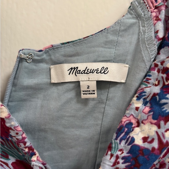 Madewell Boho Purple Midi 3/4 Sleeve Dress | Floral Flattering Neckline Size 2 - Picture 7 of 10